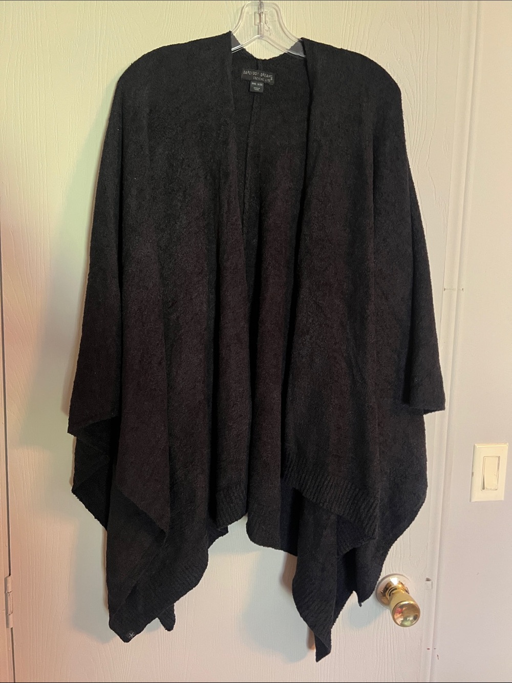 Barefoot Dreams Black Open-Front Cozy Poncho Cape One Size